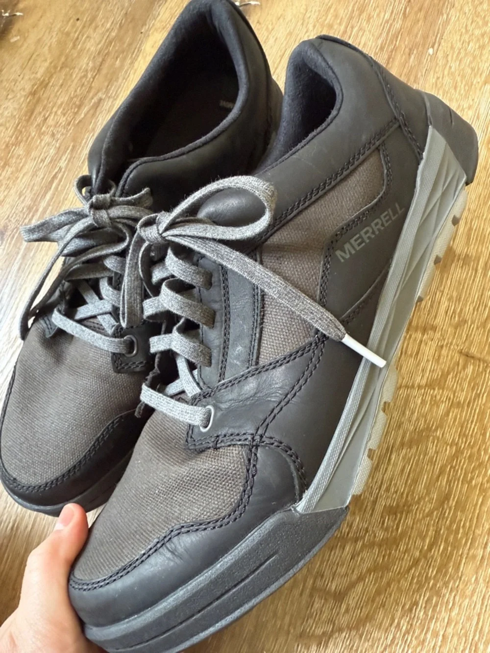 Merrell J91415 Comfort Walking Sneakers‎ Gray Mesh Leather Men’s 10
